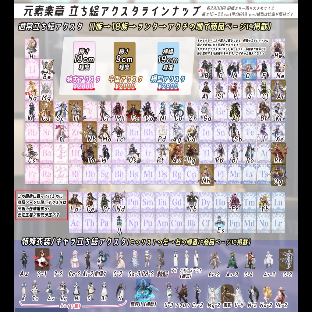 元素楽章《全キャラ》立ち絵アクリルスタンド