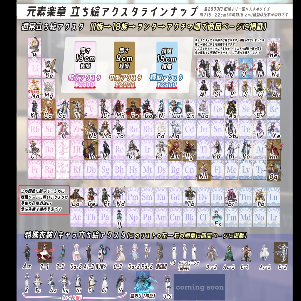 元素楽章《全キャラ》立ち絵アクリルスタンド