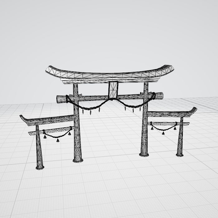 3d  神社　門