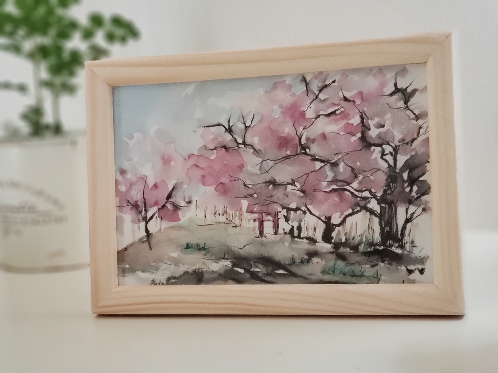 油絵 原画 桜 ジーン ヘンリー - 絵画/タペストリ