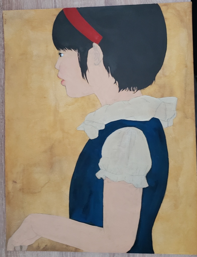 オリジナル　アクリル　イラスト　原画『女の子の横顔』