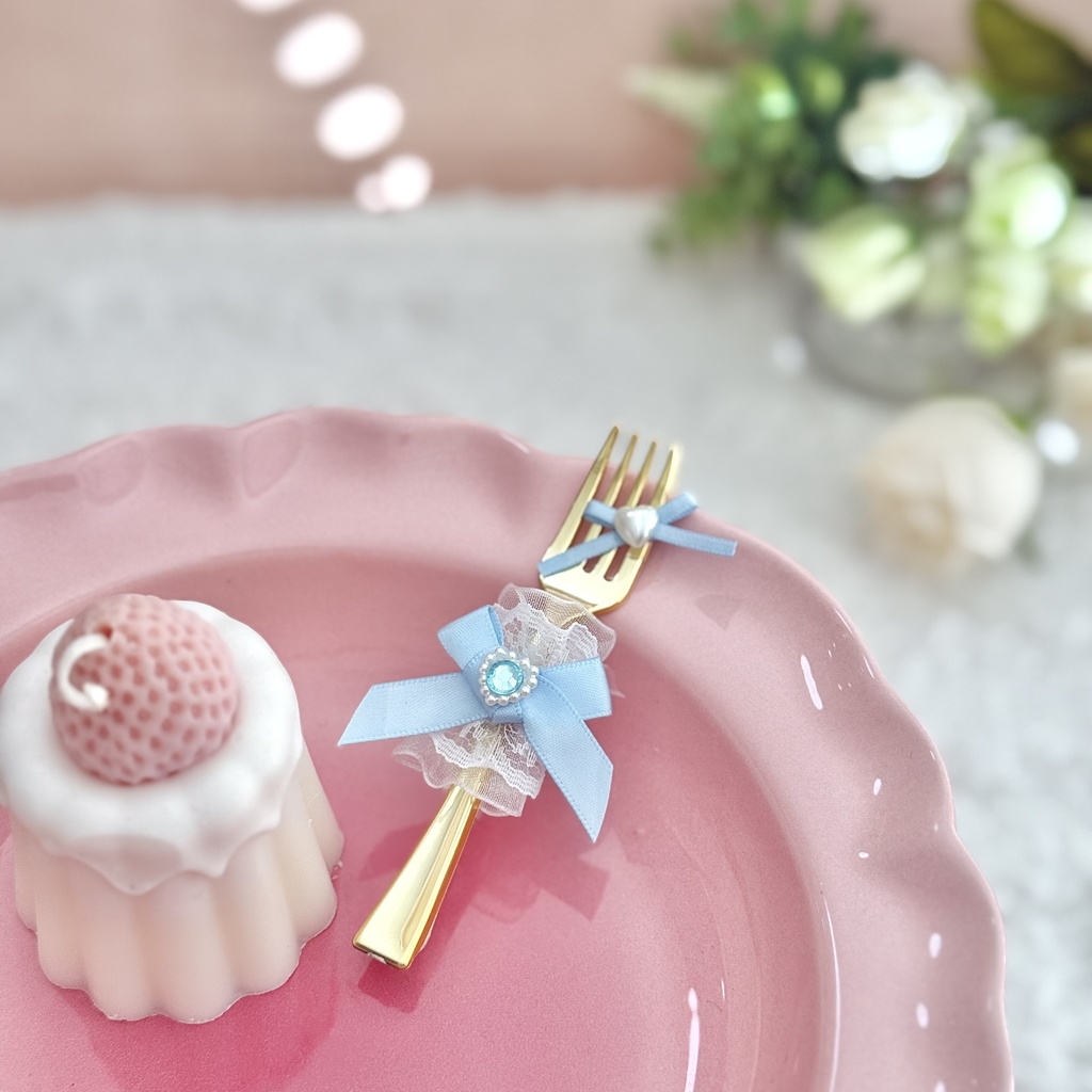 ♡ もぐもぐ フォーク ♡ ゴールド ベビーブルー 水色 白レース ぬい服 アイテム 装飾 16cm 15cm 12cm 11cm 10cm ぬいぐるみ服 おすわり 帽子 ボンネット