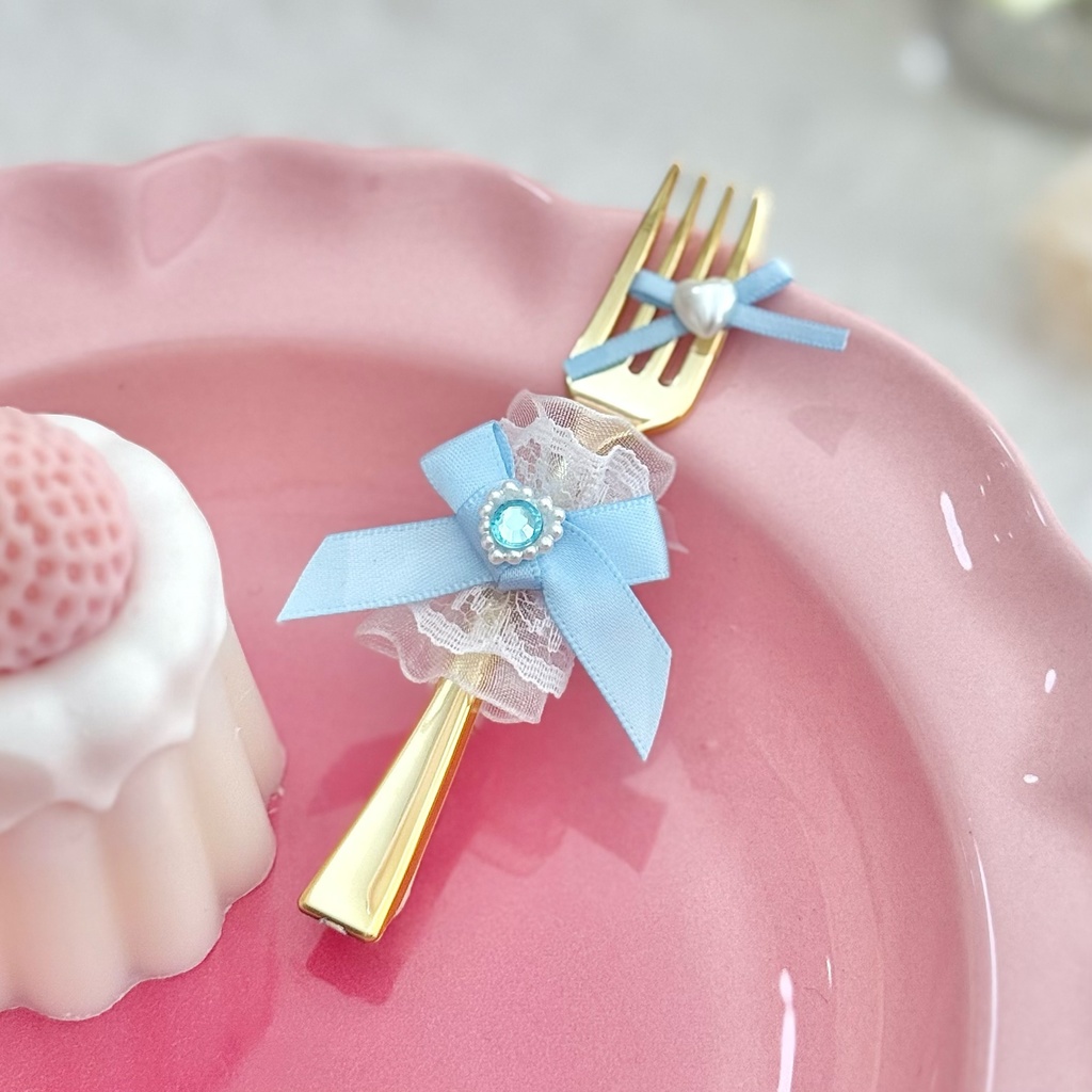 ♡ もぐもぐ フォーク ♡ ゴールド ベビーブルー 水色 白レース ぬい服 アイテム 装飾 16cm 15cm 12cm 11cm 10cm ぬいぐるみ服 おすわり 帽子 ボンネット