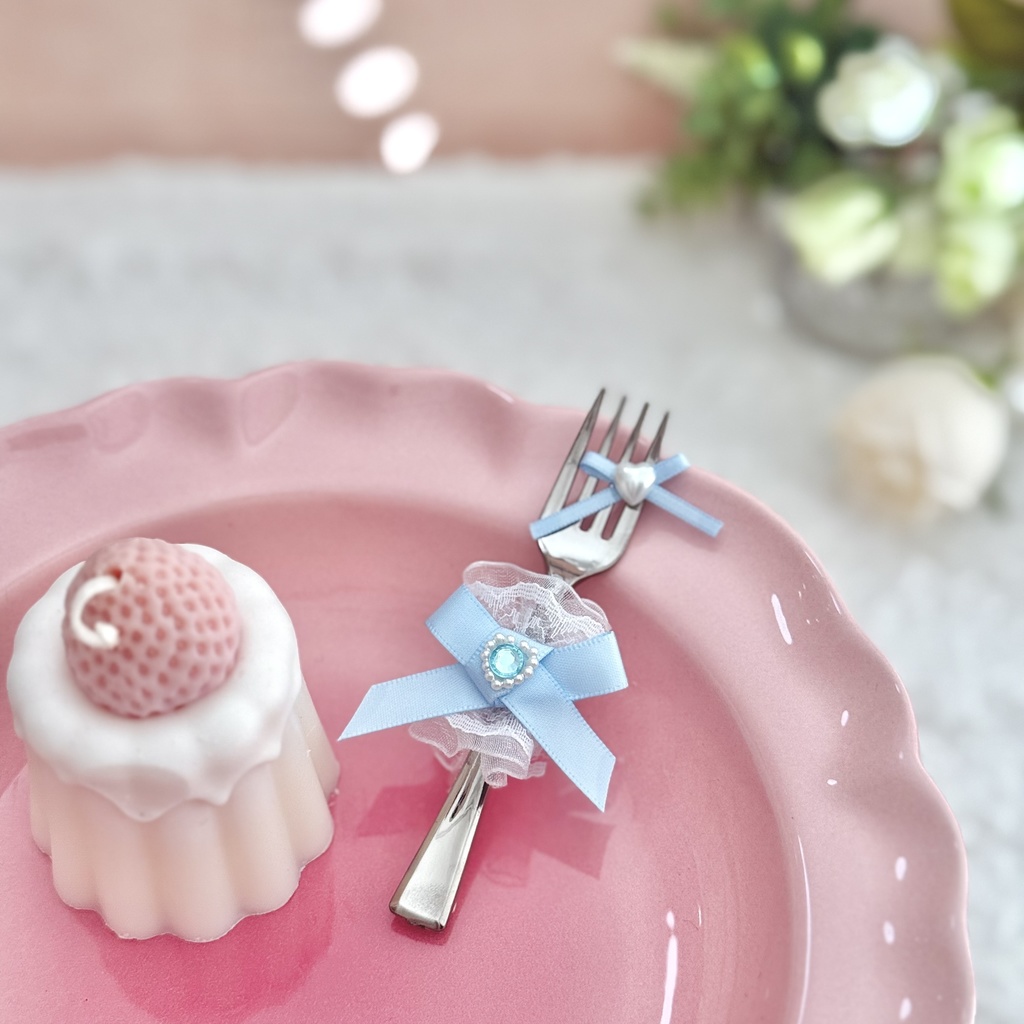 ♡ もぐもぐ フォーク ♡ シルバー ベビーブルー 水色 白レース ぬい服 アイテム 装飾 16cm 15cm 12cm 11cm 10cm ぬいぐるみ服 おすわり 帽子 ボンネット