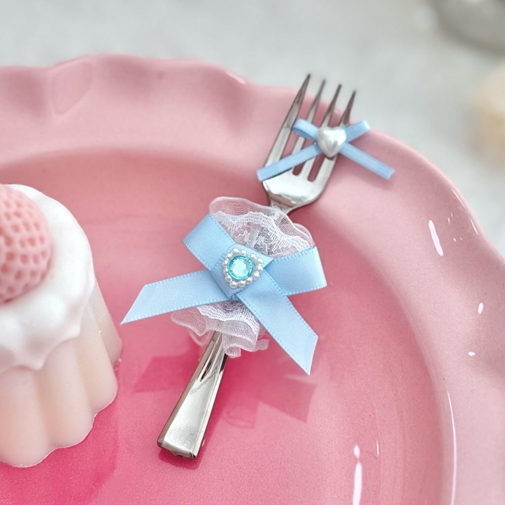♡ もぐもぐ フォーク ♡ シルバー ベビーブルー 水色 白レース ぬい服 アイテム 装飾 16cm 15cm 12cm 11cm 10cm ぬいぐるみ服 おすわり 帽子 ボンネット