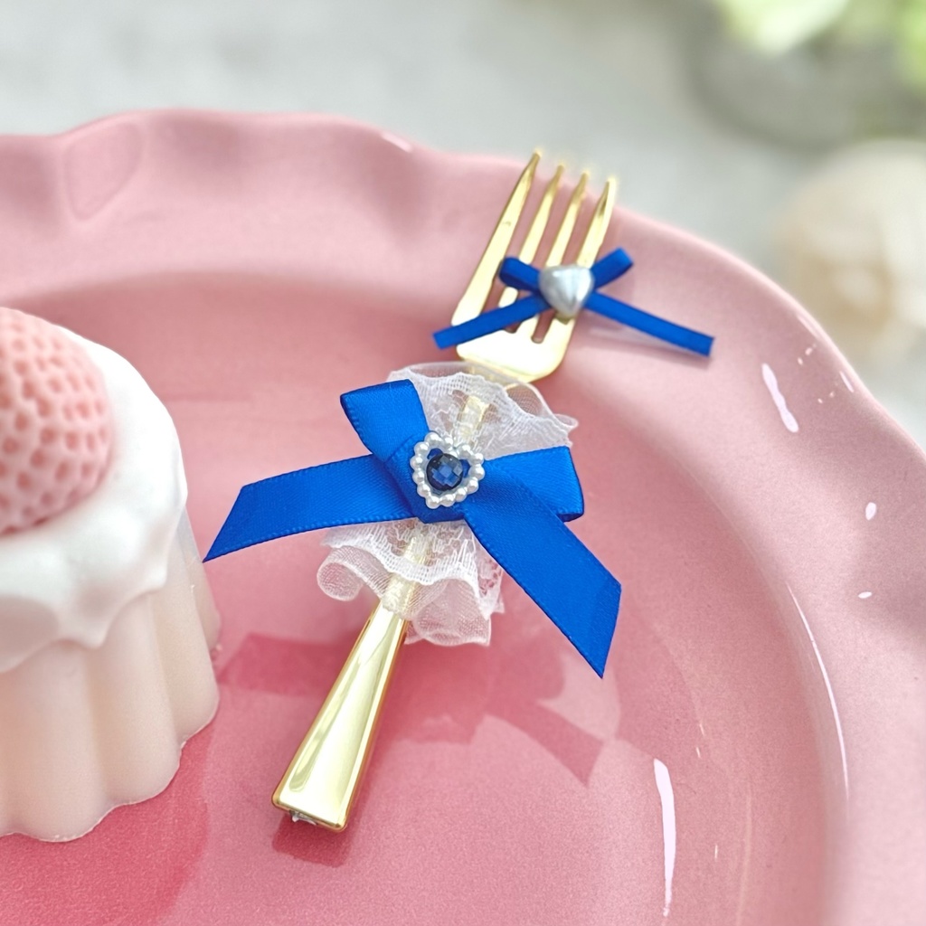 ♡ もぐもぐ フォーク ♡ ゴールド ブルー 青 白レース ぬい服 アイテム 装飾 16cm 15cm 12cm 11cm 10cm ぬいぐるみ服 おすわり 帽子 ボンネット