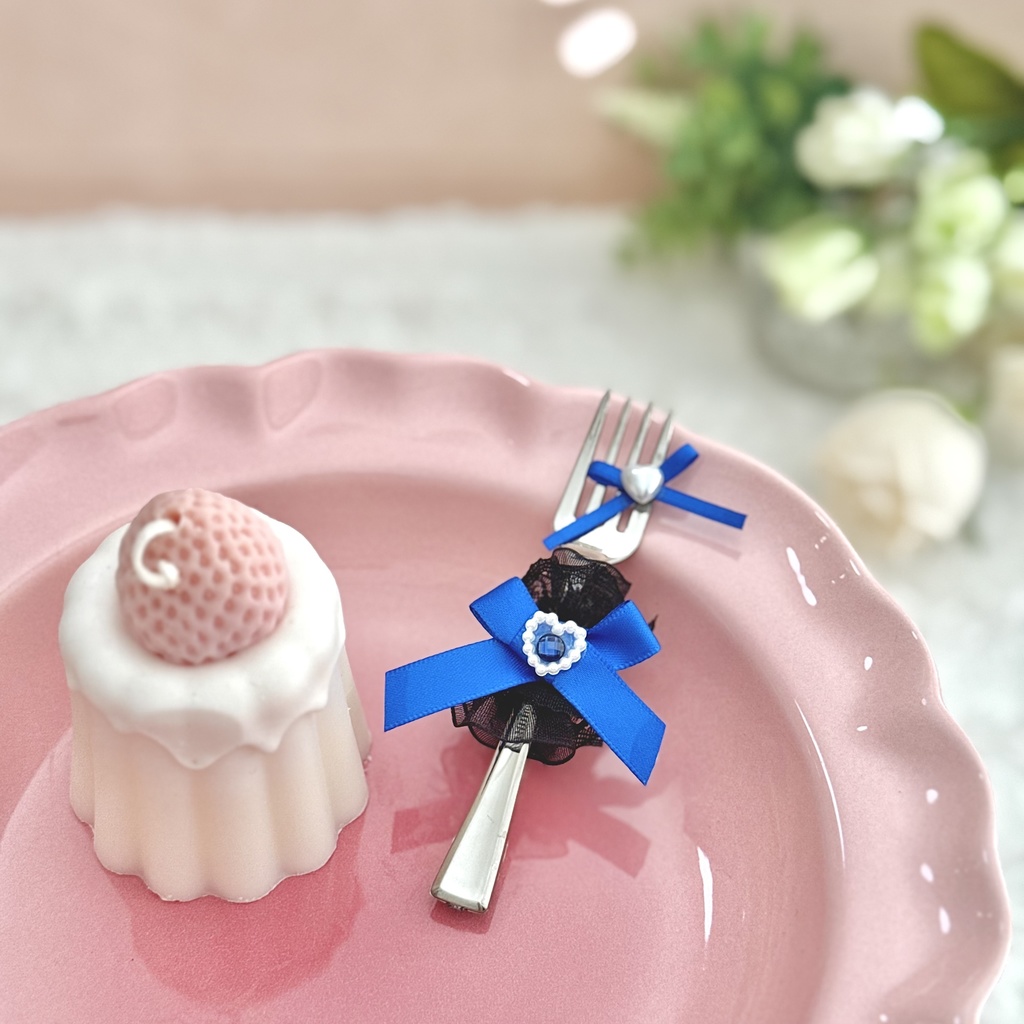 ♡ もぐもぐ フォーク ♡ シルバー ブルー 青 黒レース ぬい服 アイテム 装飾 16cm 15cm 12cm 11cm 10cm ぬいぐるみ服 おすわり 帽子 ボンネット