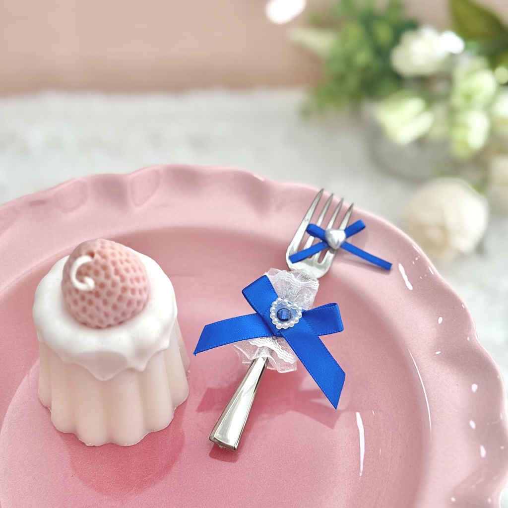 ♡ もぐもぐ フォーク ♡ シルバー ブルー 青 白レース ぬい服 アイテム 装飾 16cm 15cm 12cm 11cm 10cm ぬいぐるみ服 おすわり 帽子 ボンネット