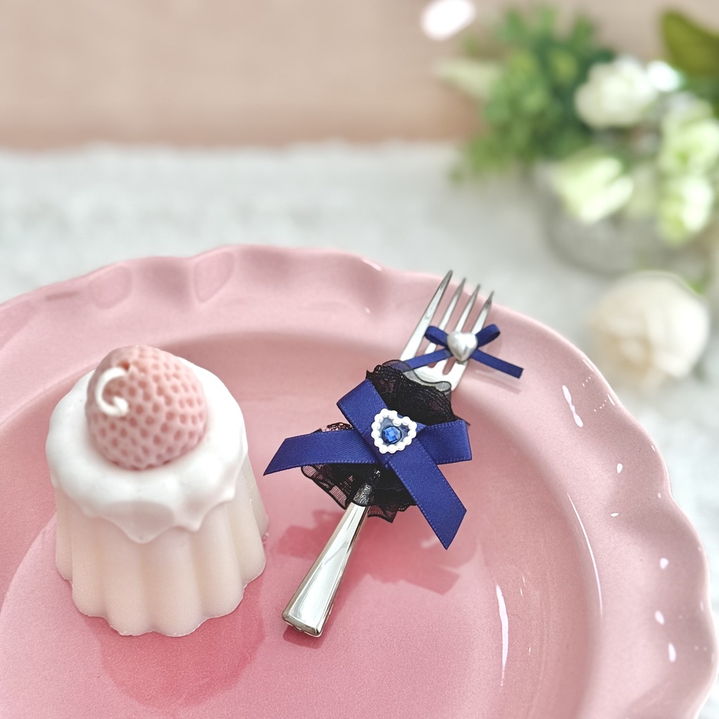 ♡ もぐもぐ フォーク ♡ シルバー ネイビー 紺色 藍色 黒レース ぬい服 アイテム 装飾 16cm 15cm 12cm 11cm 10cm ぬいぐるみ服 おすわり 帽子 ボンネット