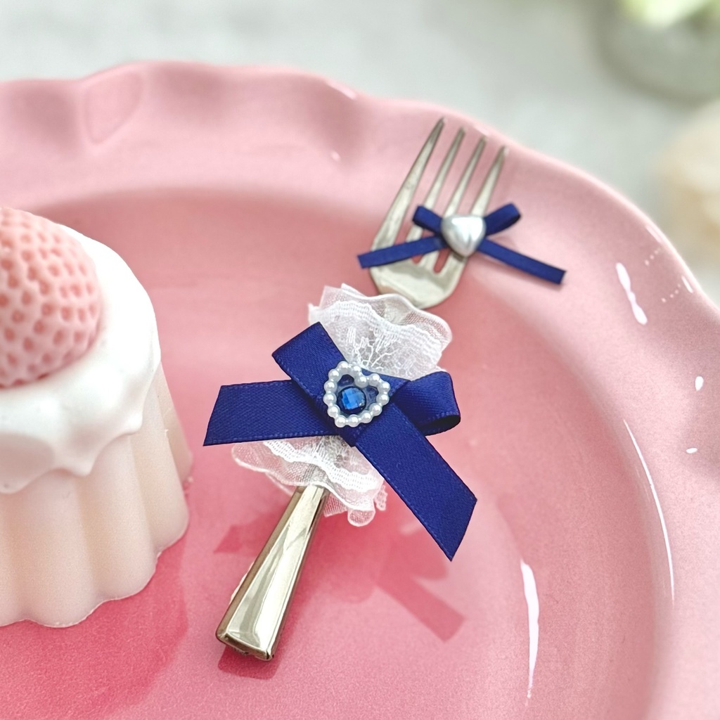 ♡ もぐもぐ フォーク ♡ シルバー ネイビー 紺色 藍色 白レース ぬい服 アイテム 装飾 16cm 15cm 12cm 11cm 10cm ぬいぐるみ服 おすわり 帽子 ボンネット