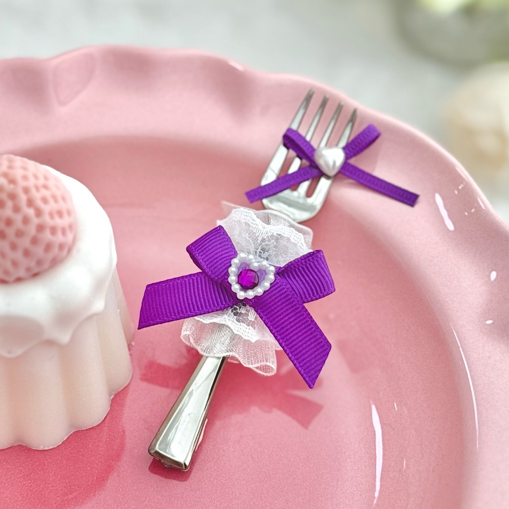 ♡ もぐもぐ フォーク ♡ シルバー バイオレット 紫 白レース ぬい服 アイテム 装飾 16cm 15cm 12cm 11cm 10cm ぬいぐるみ服 おすわり 帽子 ボンネット