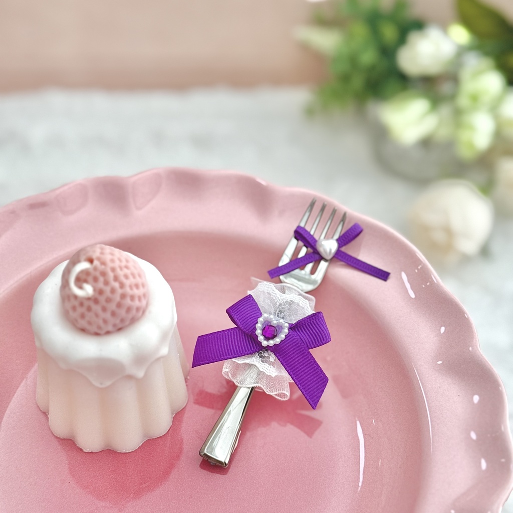 ♡ もぐもぐ フォーク ♡ シルバー バイオレット 紫 白レース ぬい服 アイテム 装飾 16cm 15cm 12cm 11cm 10cm ぬいぐるみ服 おすわり 帽子 ボンネット