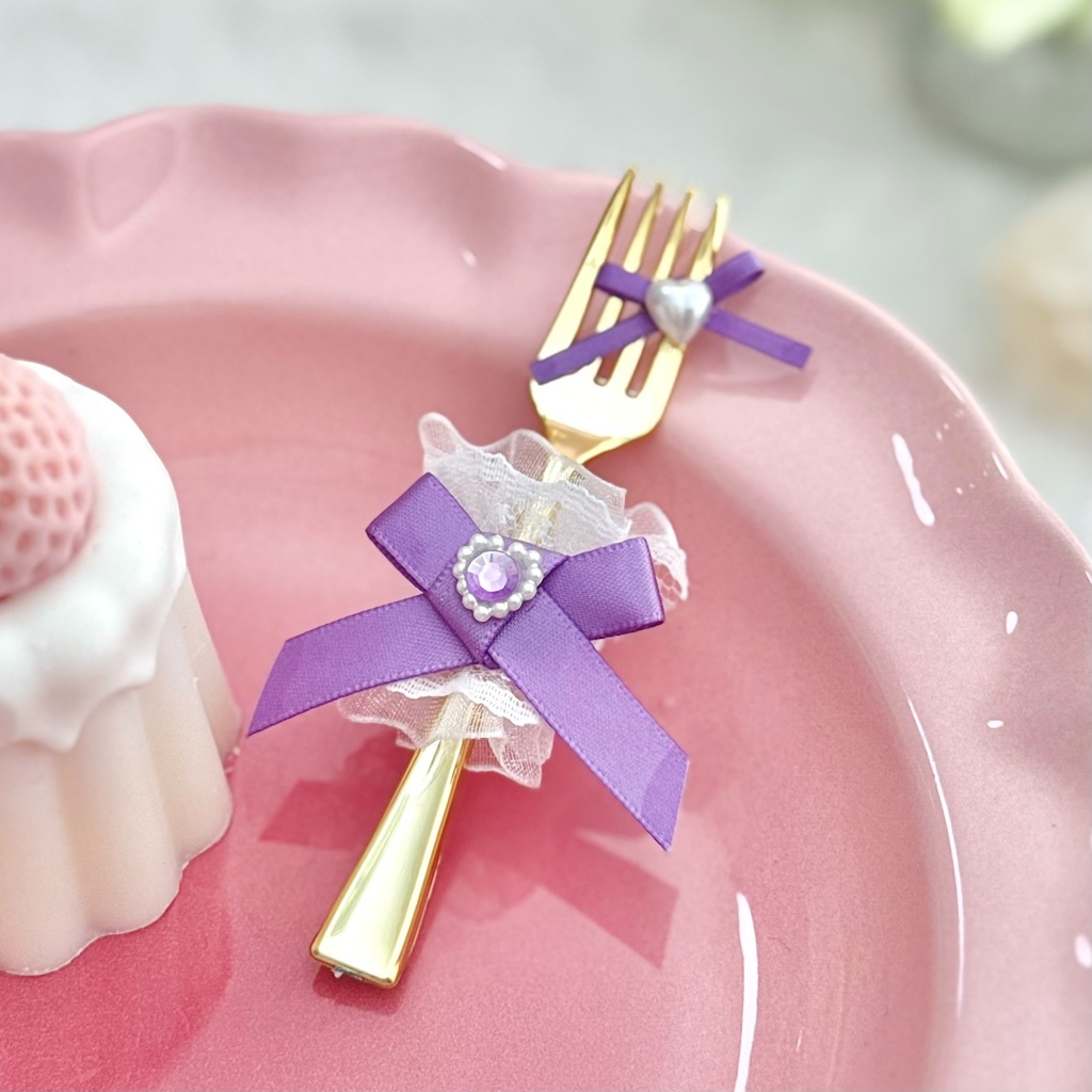 ♡ もぐもぐ フォーク ♡ ゴールド ラベンダー 紫 白レース ぬい服 アイテム 装飾 16cm 15cm 12cm 11cm 10cm ぬいぐるみ服 おすわり 帽子 ボンネット