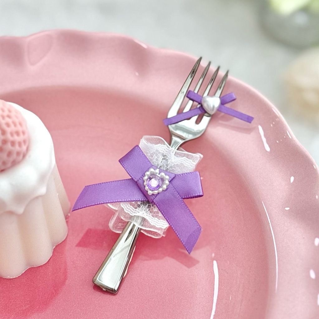 ♡ もぐもぐ フォーク ♡ シルバー ラベンダー 紫 白レース ぬい服 アイテム 装飾 16cm 15cm 12cm 11cm 10cm ぬいぐるみ服 おすわり 帽子 ボンネット