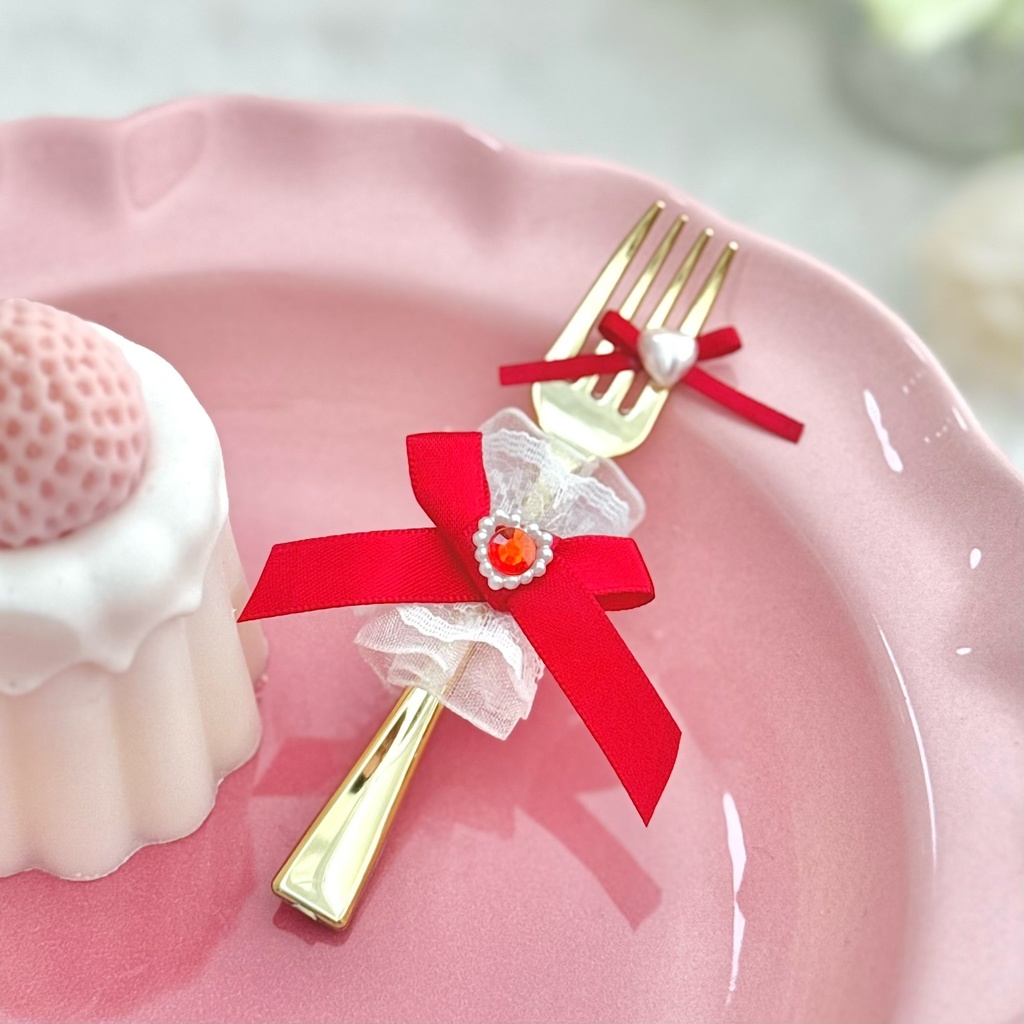 ♡ もぐもぐ フォーク ♡ ゴールド レッド 赤 白レース ぬい服 アイテム 装飾 16cm 15cm 12cm 11cm 10cm ぬいぐるみ服おすわり 帽子 ボンネット