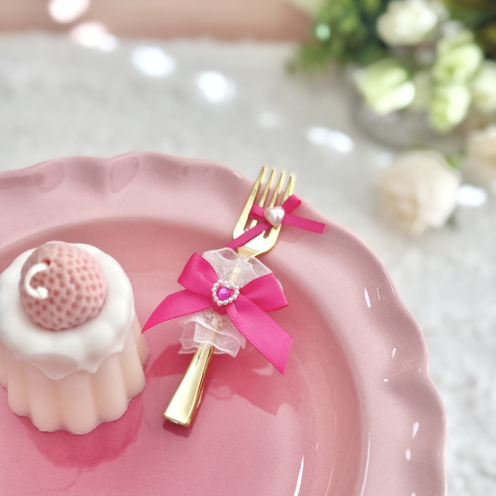 ♡ もぐもぐ フォーク ♡ ゴールド ショッキングピンク 白レース ぬい服 アイテム 装飾 16cm 15cm 12cm 11cm 10cm ぬいぐるみ服 おすわり 帽子 ボンネット