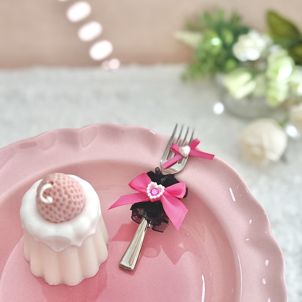 ♡ もぐもぐ フォーク ♡ シルバー ショッキングピンク 黒レース ぬい服 アイテム 装飾 16cm 15cm 12cm 11cm 10cm ぬいぐるみ服 おすわり 帽子 ボンネット