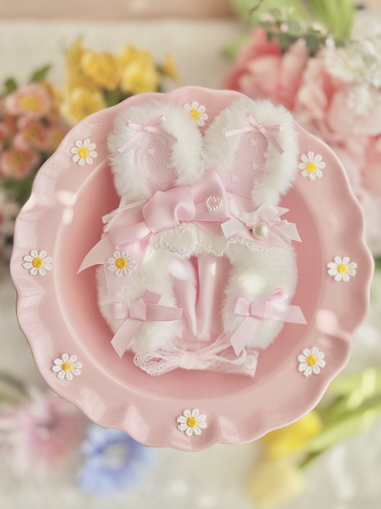 ♡ イースター バニー ボンネット ♡ ピンク 春 ぬい服 帽子 装飾 12cm 11cm 10cm ぬいぐるみ服 おすわり うさぎ