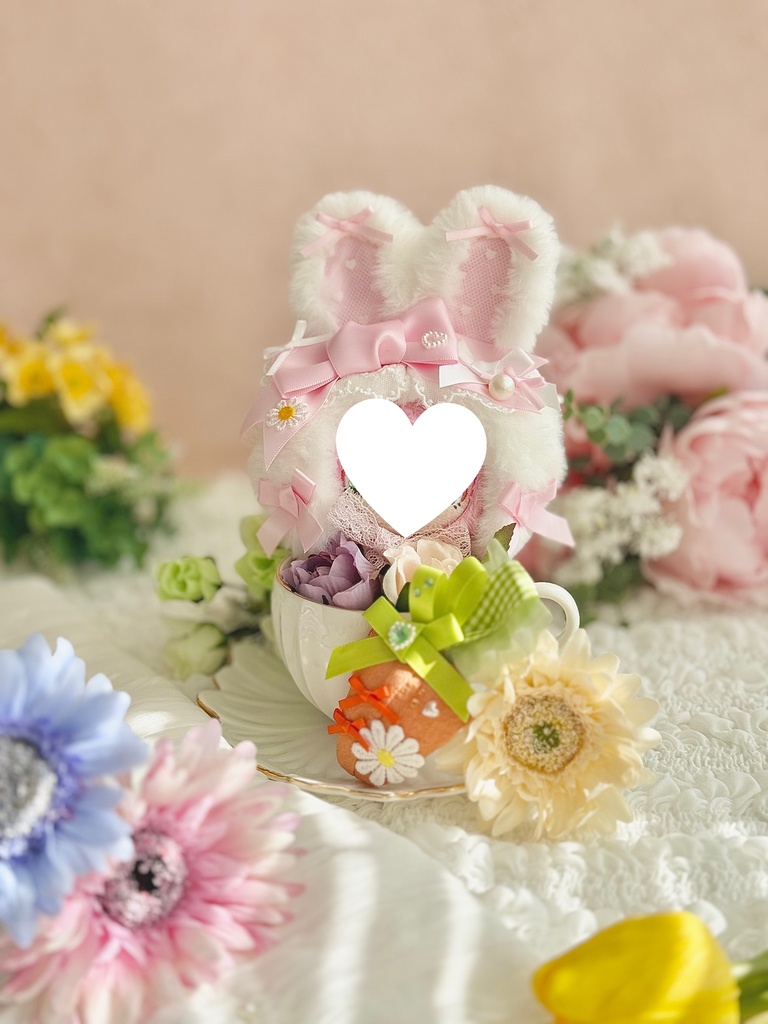 ♡ イースター バニー ボンネット ♡ ピンク 春 ぬい服 帽子 装飾 12cm 11cm 10cm ぬいぐるみ服 おすわり うさぎ