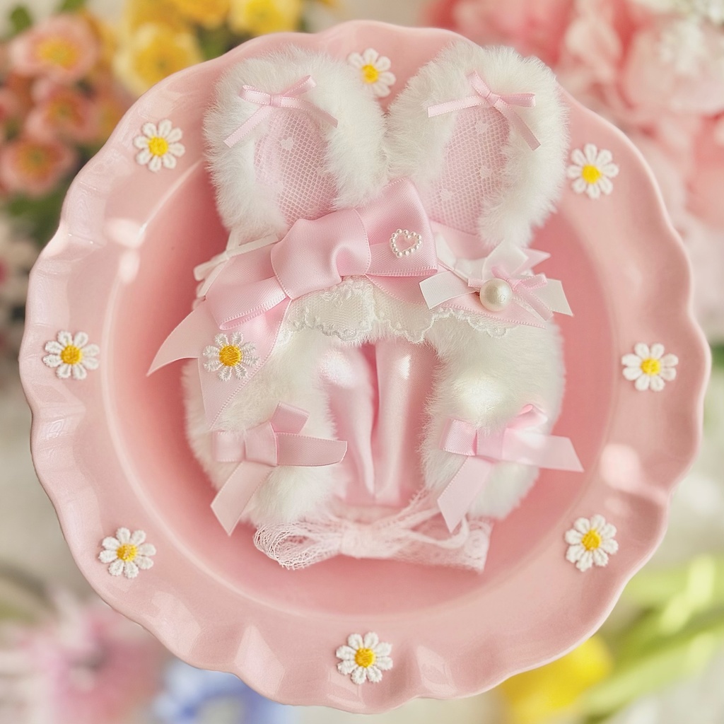 ♡ イースター バニー ボンネット ♡ ピンク 春 ぬい服 帽子 装飾 12cm 11cm 10cm ぬいぐるみ服 おすわり うさぎ