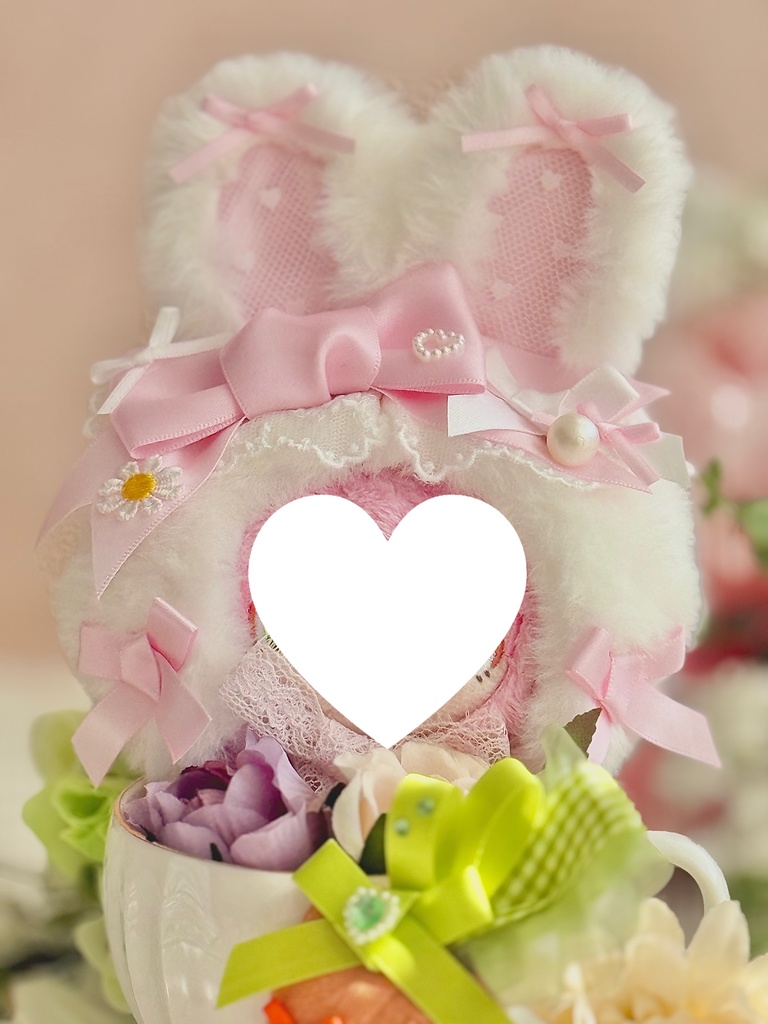 ♡ イースター バニー ボンネット キャロット セット♡ ミントグリーン 黄緑 春 ぬい服 帽子 装飾 12cm 11cm 10cm 14cm ぬいぐるみ服 おすわり うさぎ