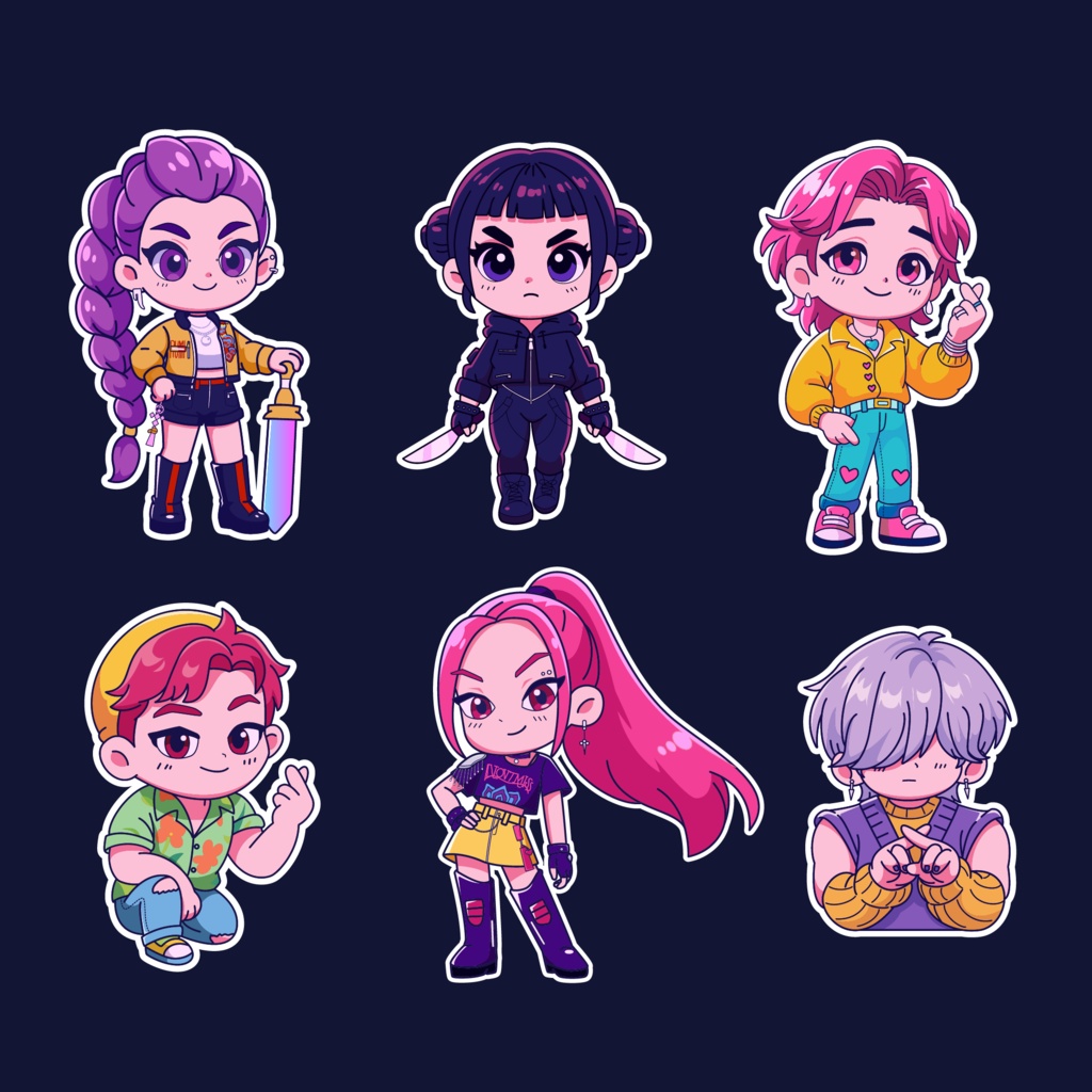 Chibi K-POP Demon Hunters ステッカーパック Part 1｜ベクター ファンアート