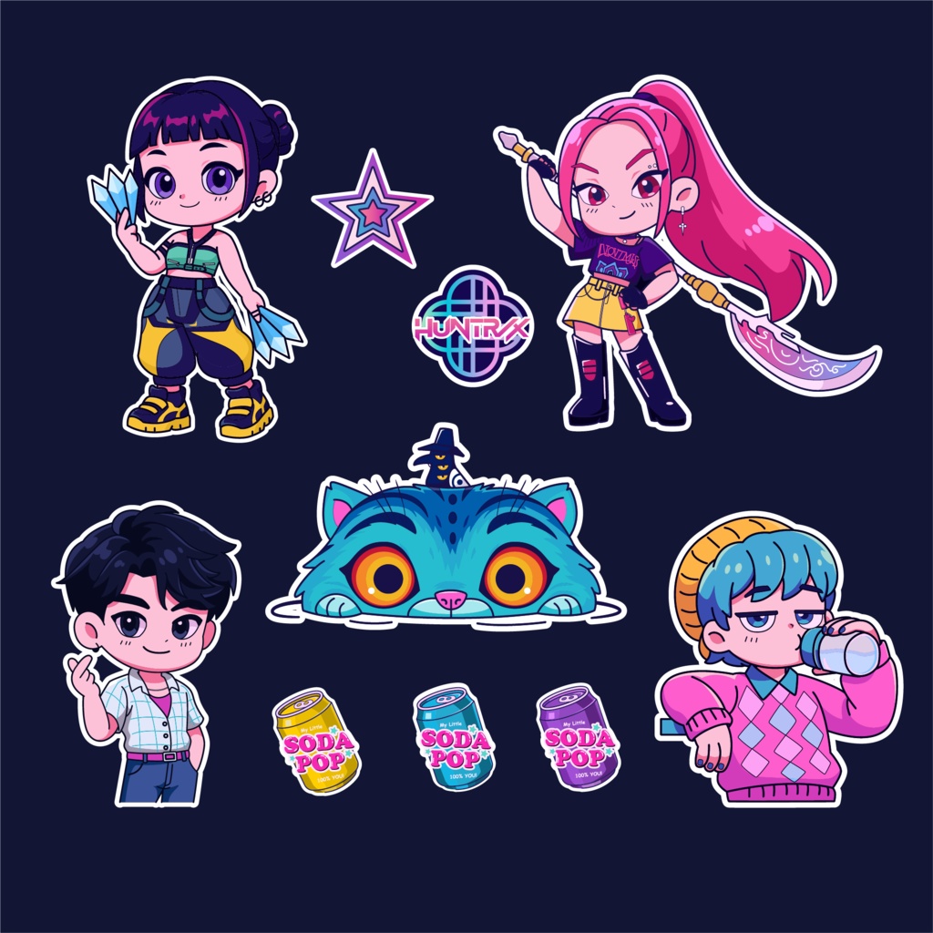 Kpop Demon Hunters Illustration Bundle Part 2 | Vector Pack for Apparel, Sticker & Printing