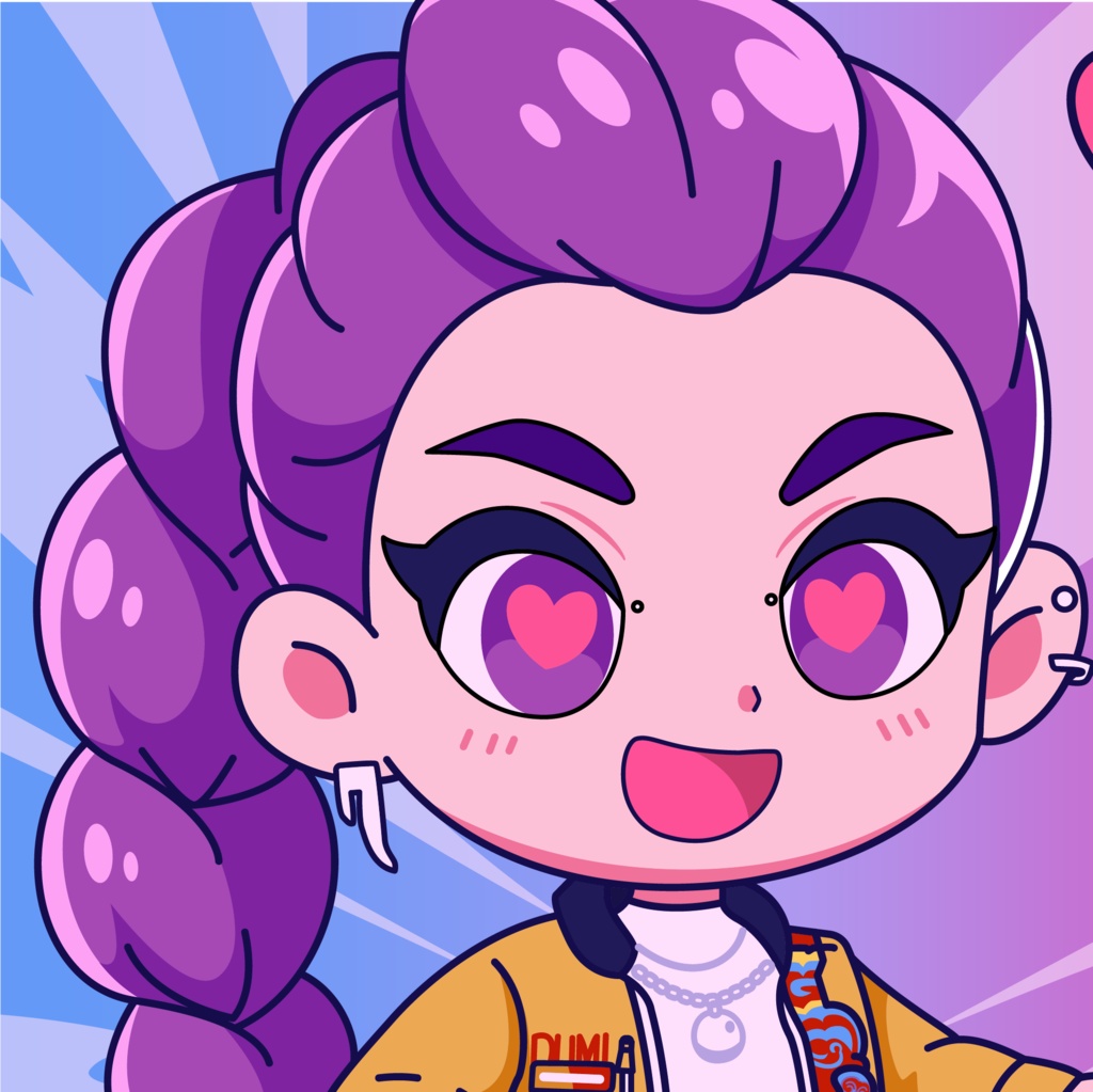 Chibi Illustration Fanart of Huntrix Kpop Demon Hunters Character | Cute Anime Style Vector