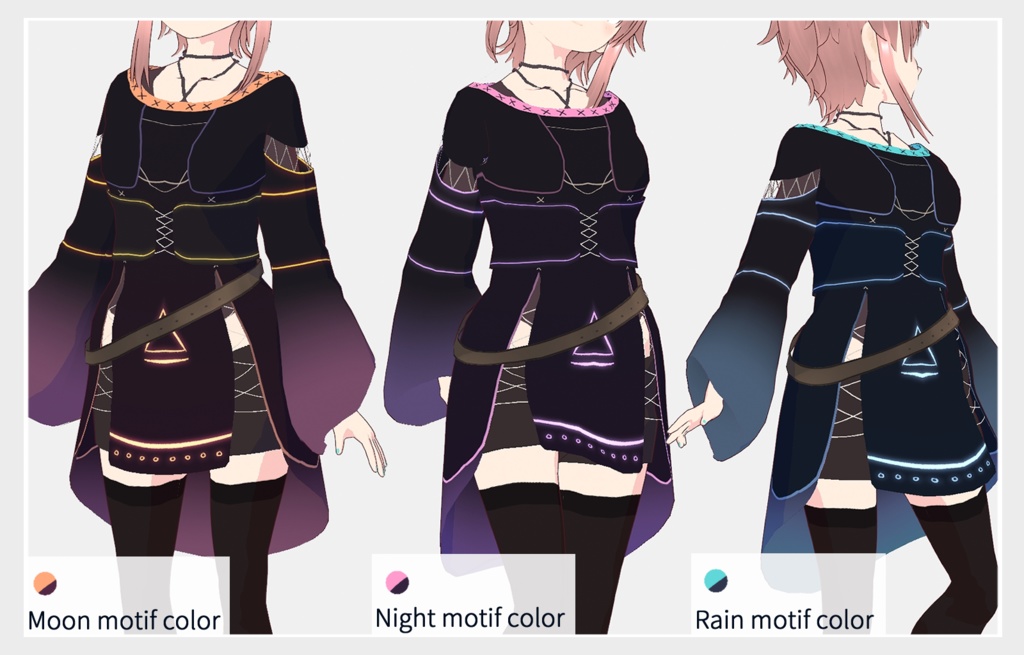 【無料版あり】VRoid向け衣装『魔導師の服』(3 color)