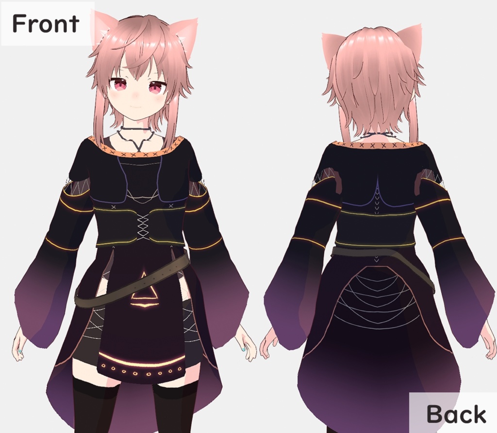 【無料版あり】VRoid向け衣装『魔導師の服』(3 color)