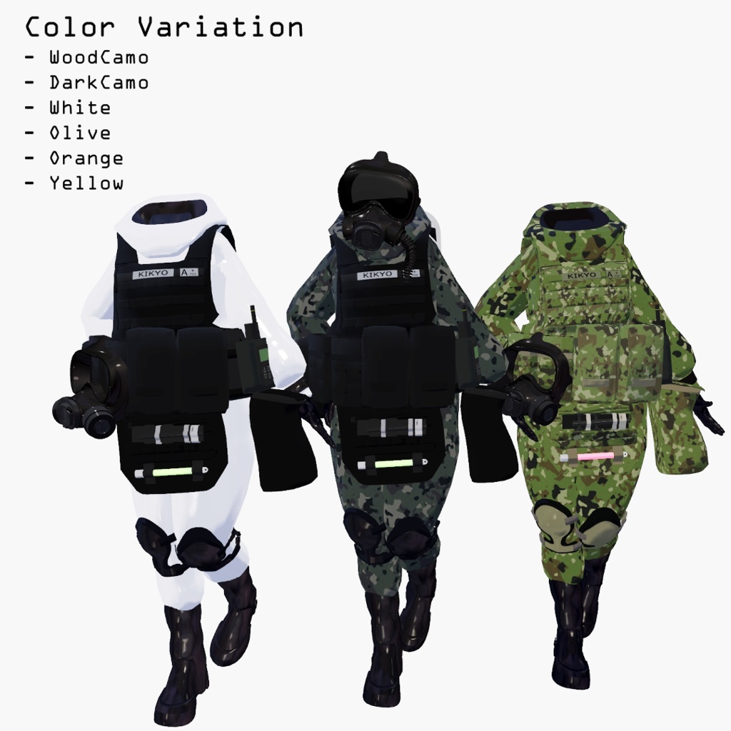 【3アバター対応】CBRNE防護装備一式(VRChat想定)