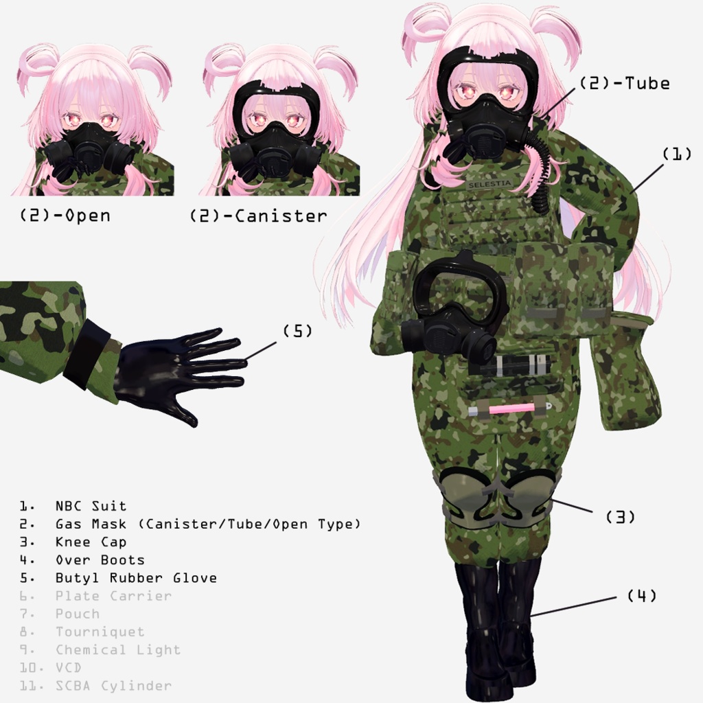 【3アバター対応】CBRNE防護装備一式(VRChat想定)