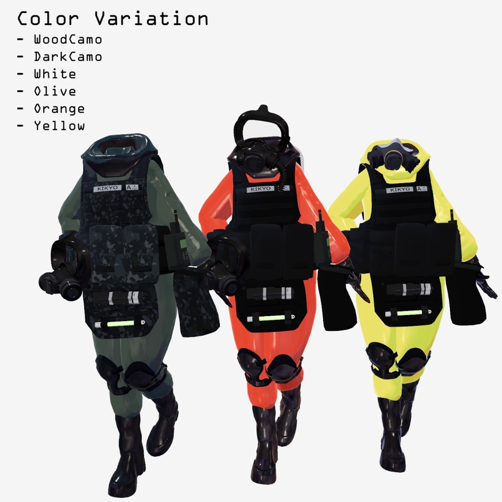 【3アバター対応】CBRNE防護装備一式(VRChat想定)