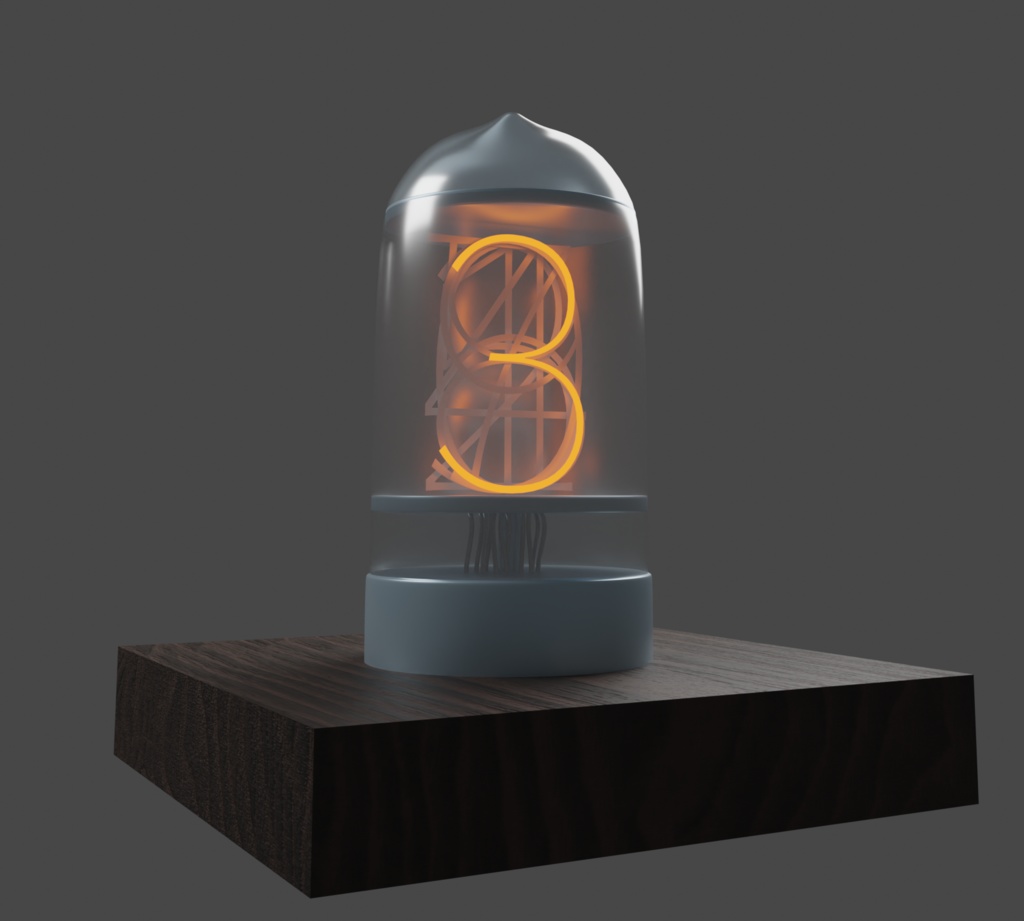 3Dモデル　ニキシー管　Nixie Tube