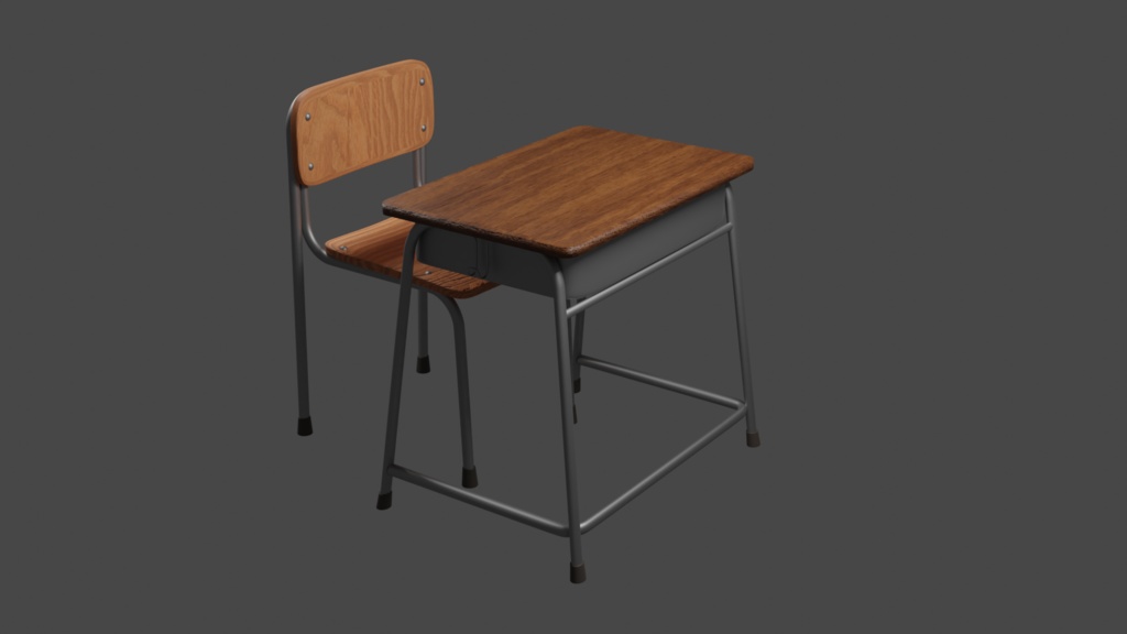 【3D素材】学校の椅子と机