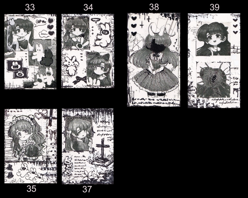 原画『 ミニプリントドローイング 』全40作品