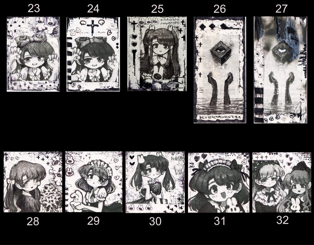 原画『 ミニプリントドローイング 』全40作品