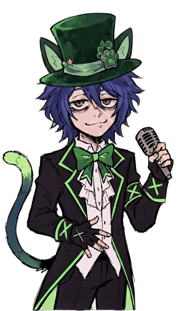 【PNGTuber】Green Cat Singer|Veadotube Mini対応|猫耳男性モデル
