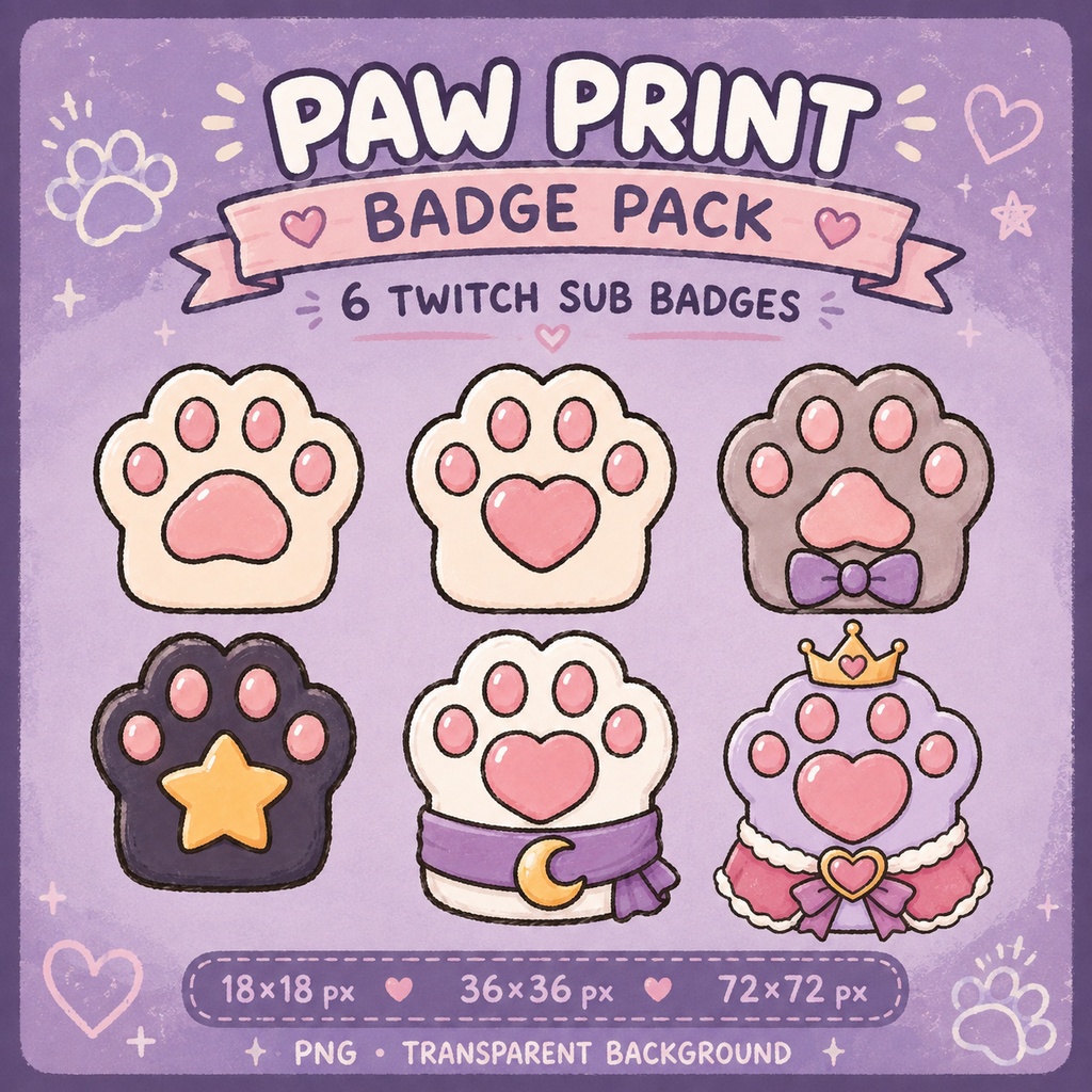 Cute Paw Badge Pack | Twitch Sub & Bit Badges