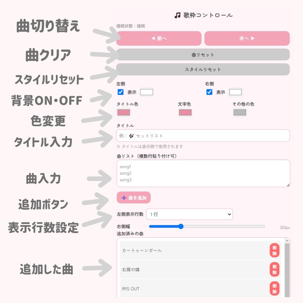 【OBS/HTML】高機能歌枠セットリスト表示ツール︱OBSドック対応|リアルタイム更新