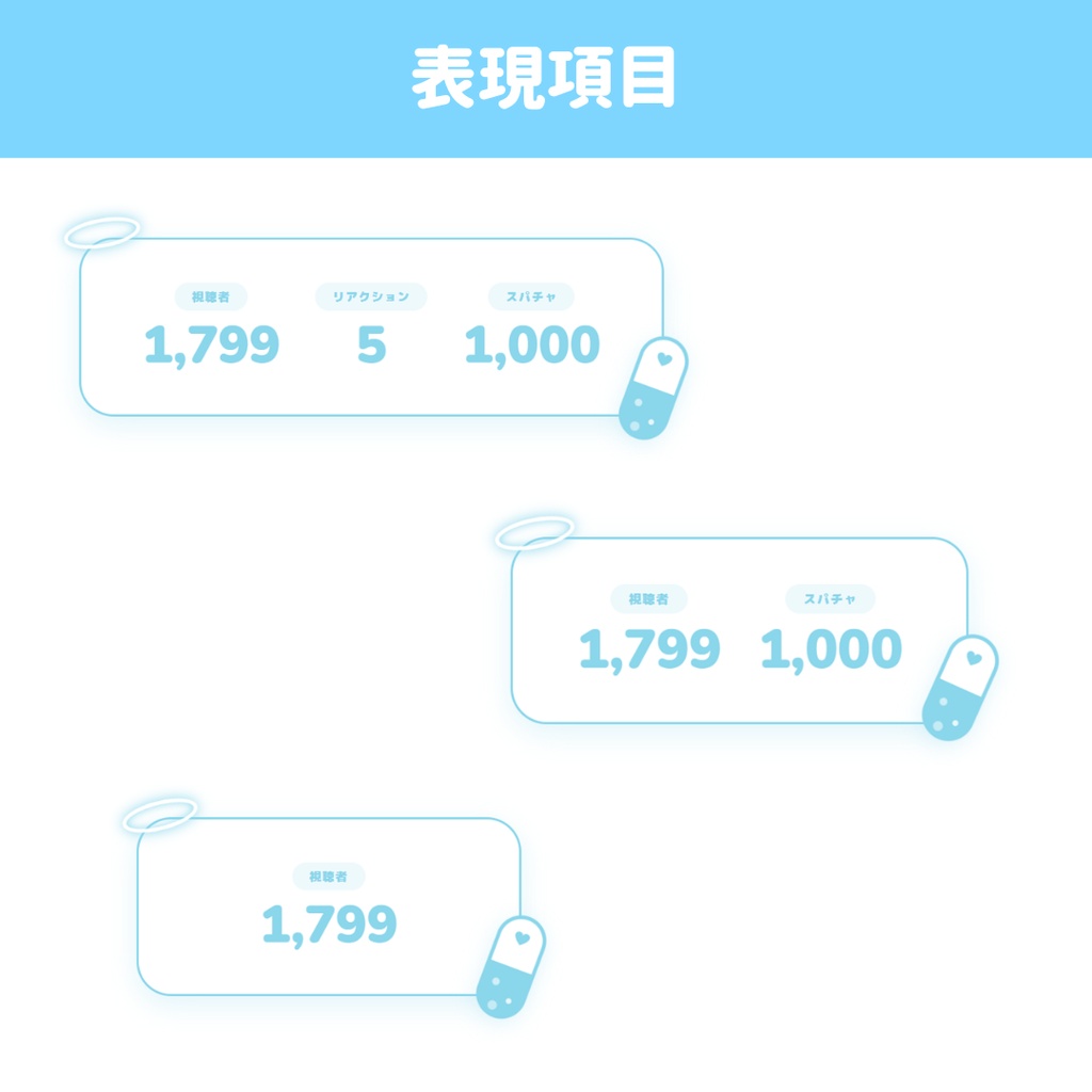 【わんコメ連携】天使界隈・量産地雷配信ステータスパネル / コメント・同接・リアクション・スパチャ表示【OBS配信素材】