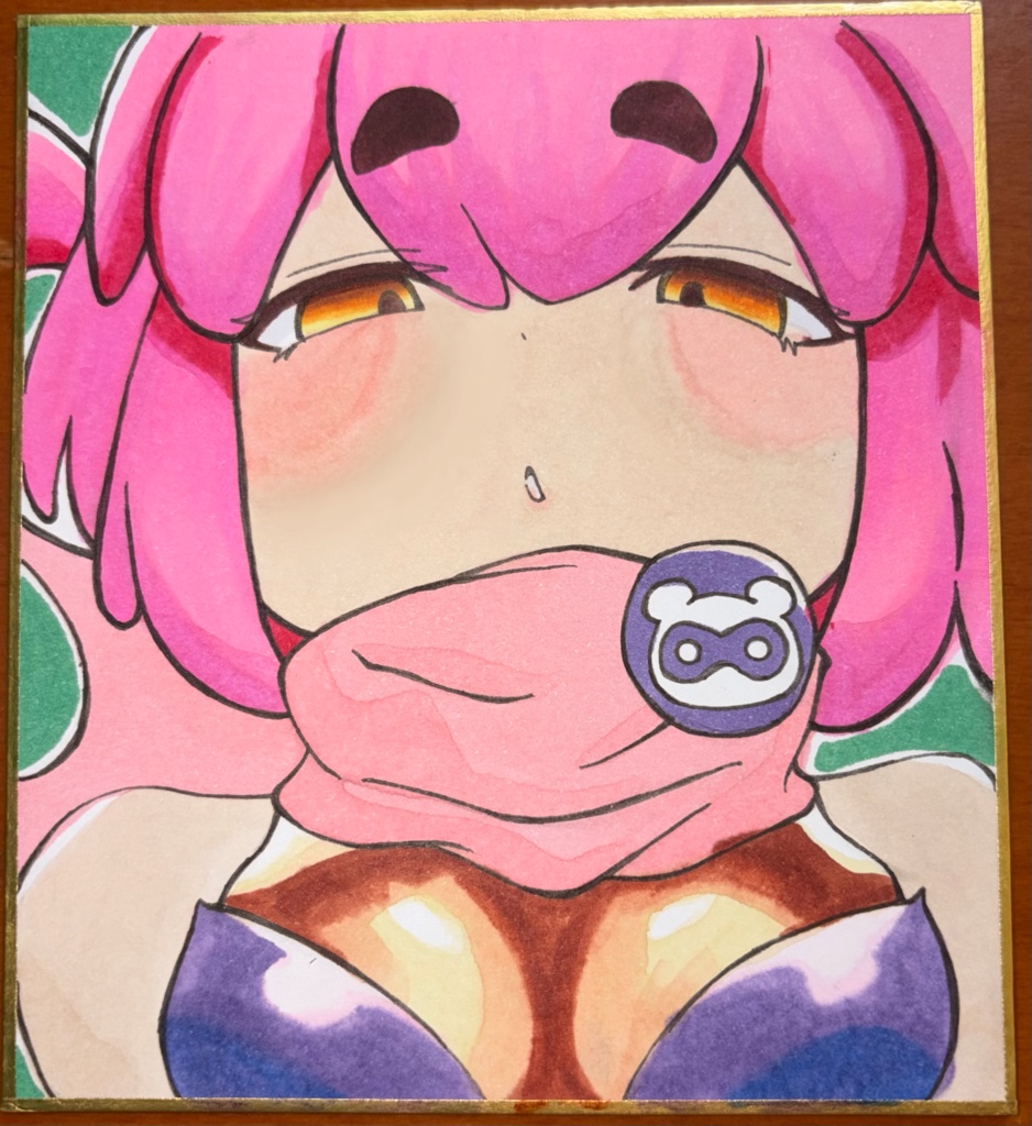 ボンバーガール おはぎ  小色紙 手描き