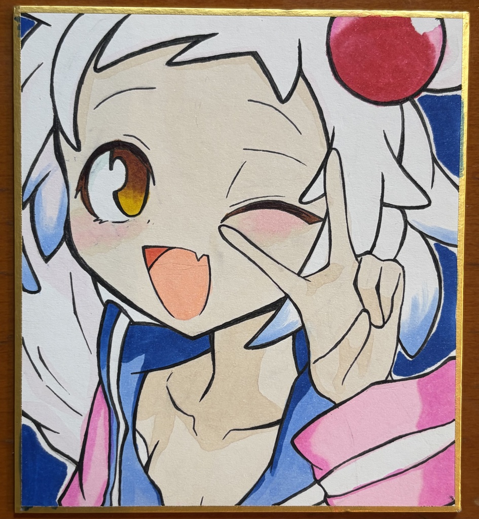 ボンバーガール シロン 小色紙 手描き
