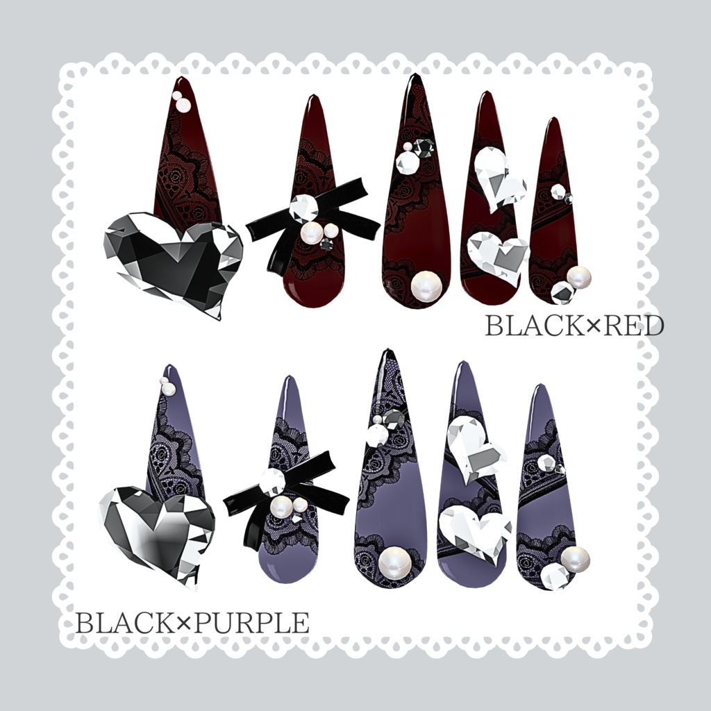 【11/21までフルパックSALE✨️】12アバター対応レースネイル【VRネイルチップ】