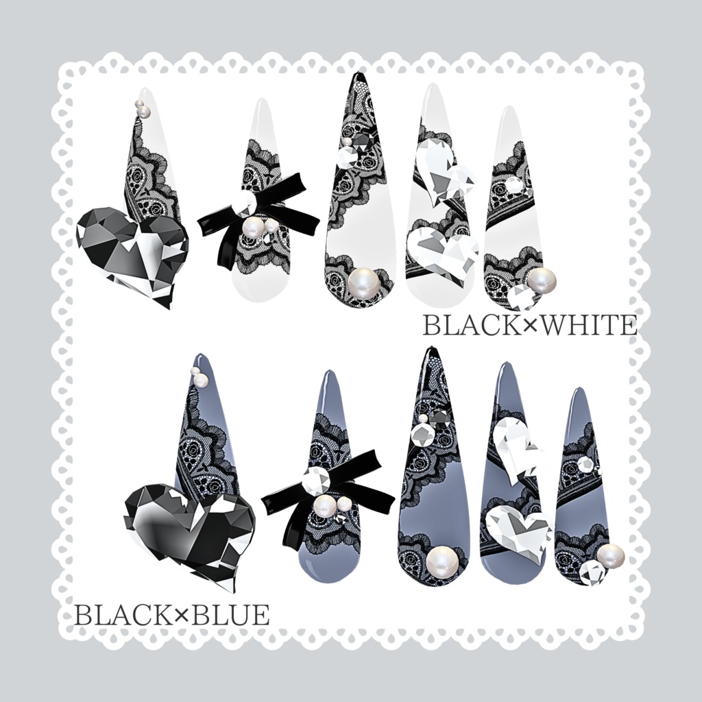 【11/21までフルパックSALE✨️】12アバター対応レースネイル【VRネイルチップ】