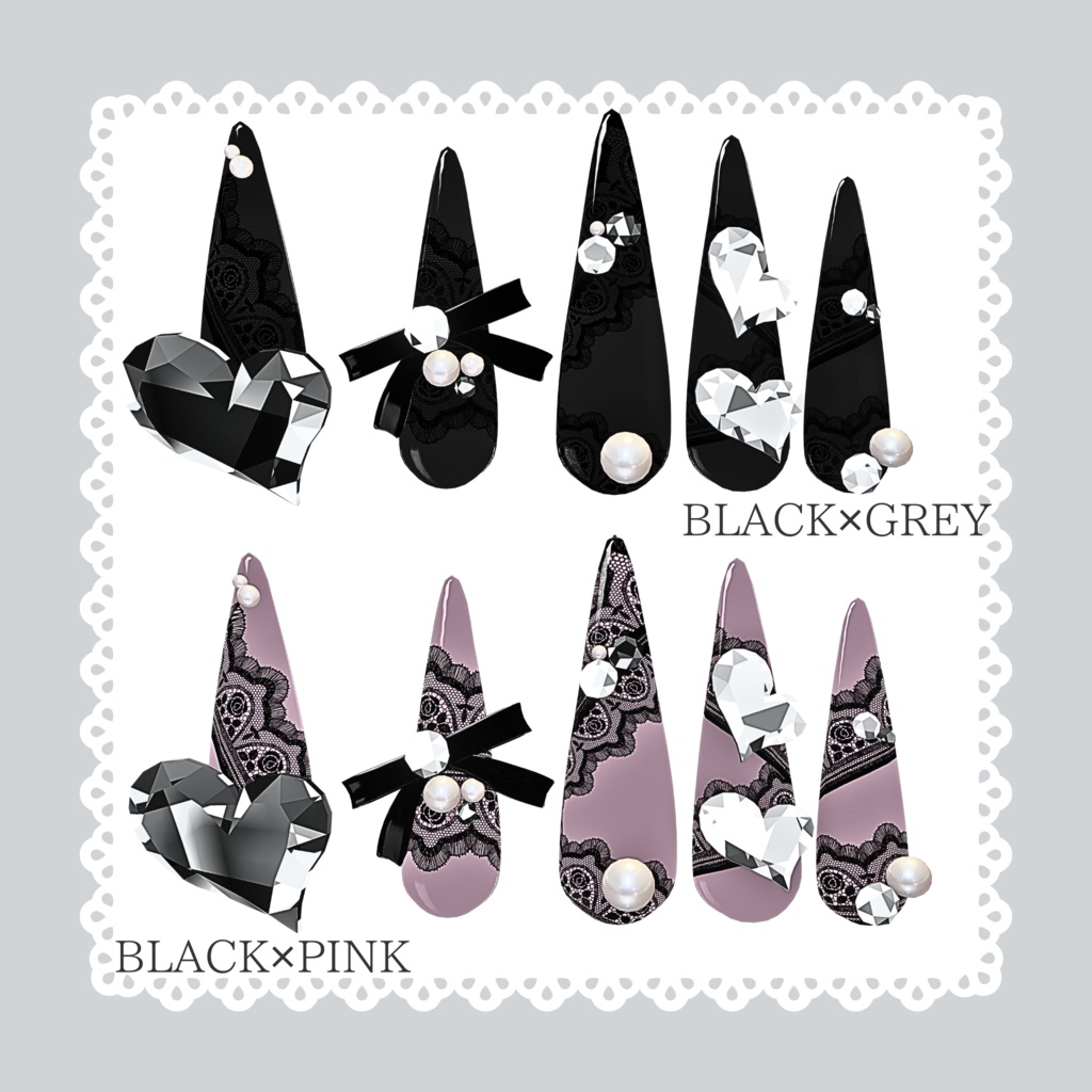 【11/21までフルパックSALE✨️】12アバター対応レースネイル【VRネイルチップ】