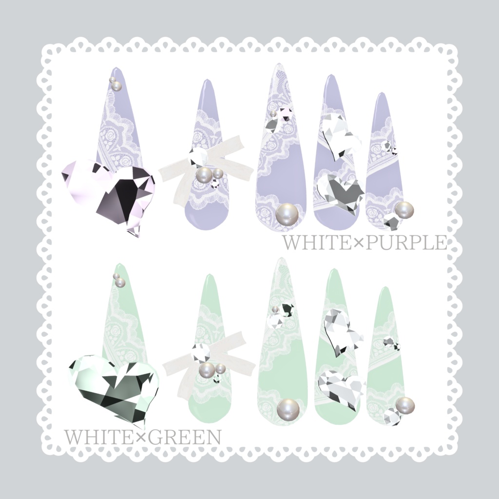 【11/21までフルパックSALE✨️】12アバター対応レースネイル【VRネイルチップ】