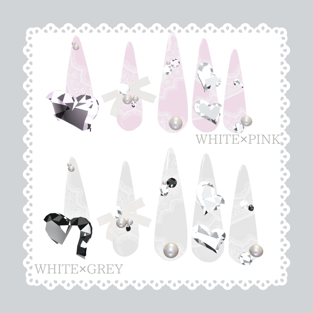 【11/21までフルパックSALE✨️】12アバター対応レースネイル【VRネイルチップ】