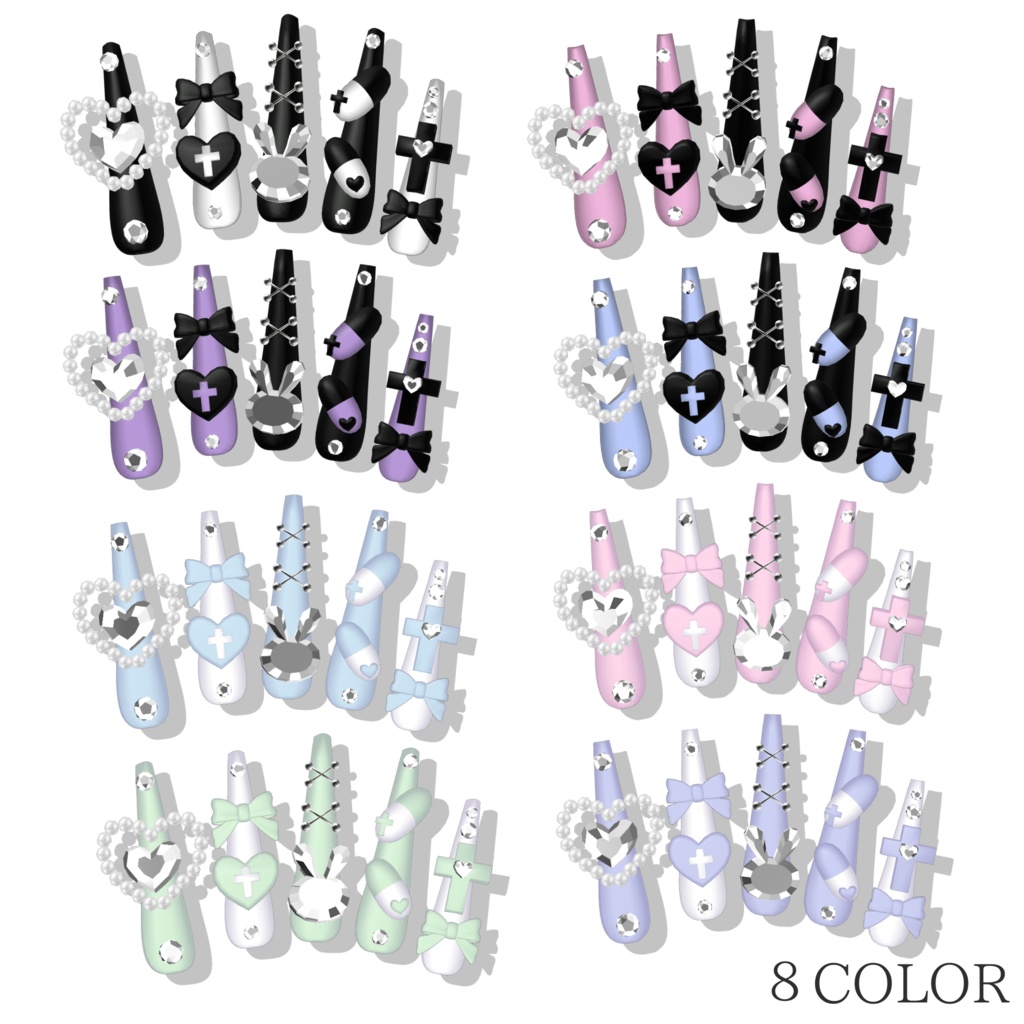 【11/21までフルパックSALE✨️】19アバター対応🎀地雷系ネイルチップ