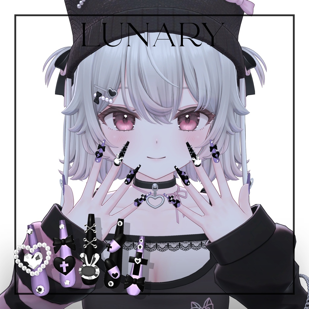 【5/31までルナリィちゃん対応SALE】23アバター対応🎀地雷系ネイルチップ